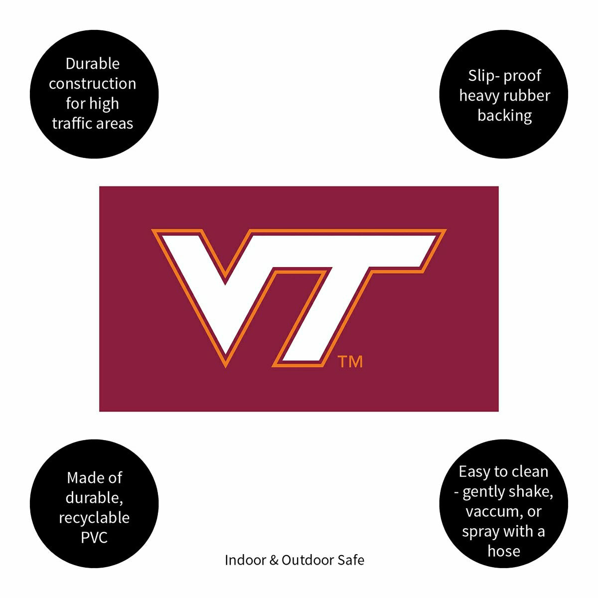 Full Color PVC Mat, 16" x 28", Virginia Tech