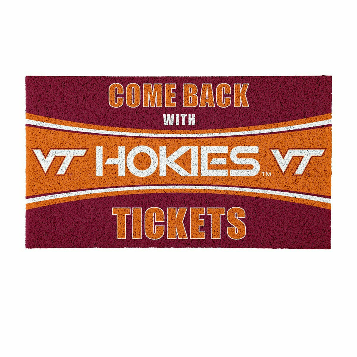 28" x 16" PVC Trapper Mat, Come Back with Tickets, Virginia Tech