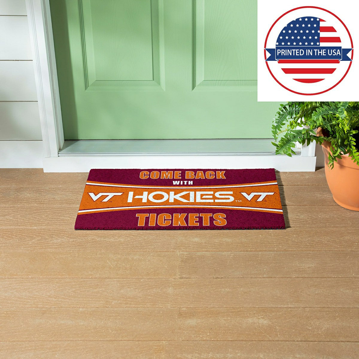 28" x 16" PVC Trapper Mat, Come Back with Tickets, Virginia Tech