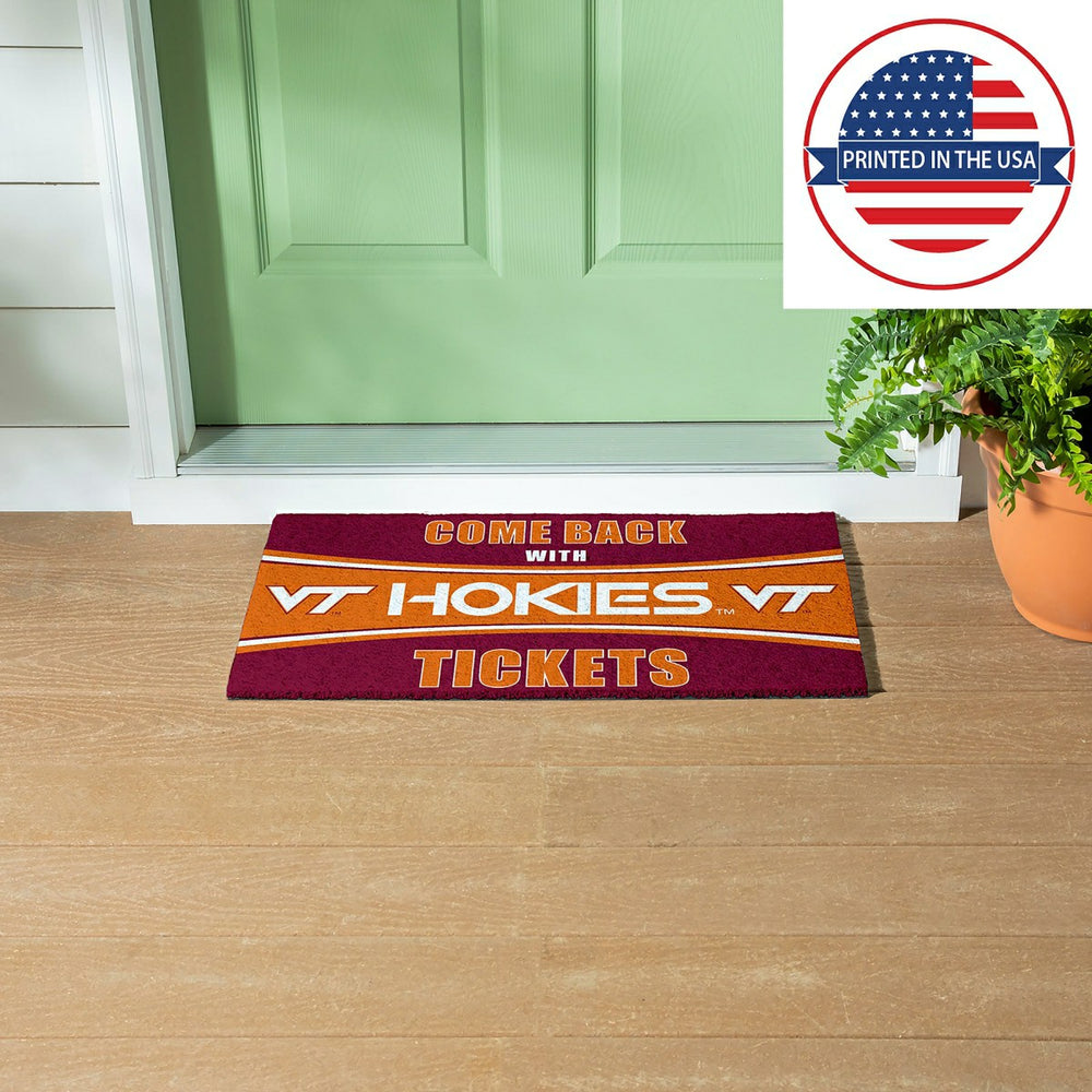 28" x 16" PVC Trapper Mat, Come Back with Tickets, Virginia Tech