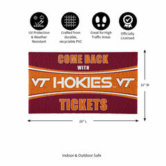 28" x 16" PVC Trapper Mat, Come Back with Tickets, Virginia Tech