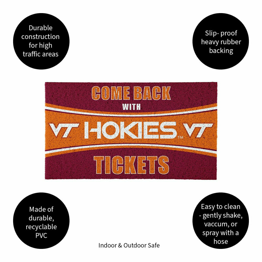 28" x 16" PVC Trapper Mat, Come Back with Tickets, Virginia Tech