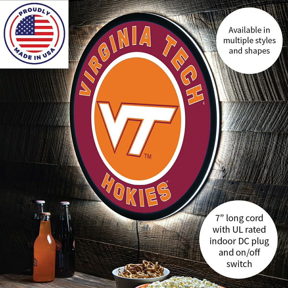 LED Wall Decor, Round, Virginia Tech