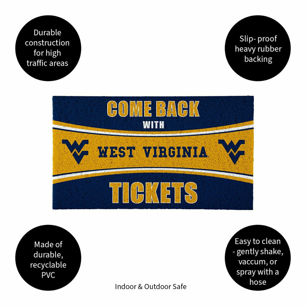 28" x 16" PVC Trapper Mat, Come Back with Tickets, West Virginia Unive