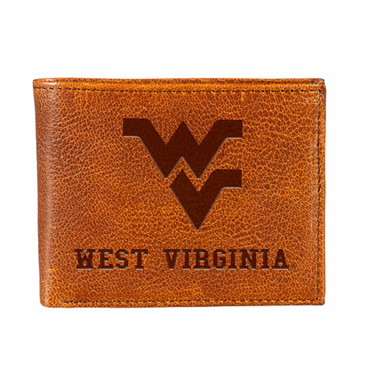 West Virginia University, Embossed 100% Genuine Tumbled Leather Passca