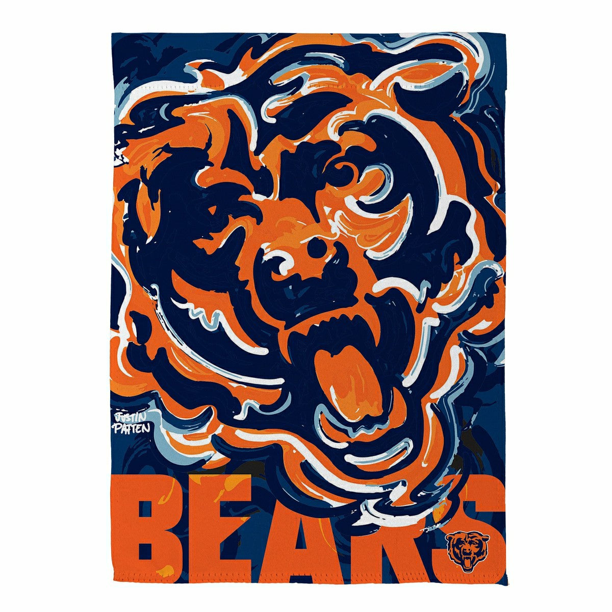 Chicago Bears Justin Patten Logo Suede Garden Flag