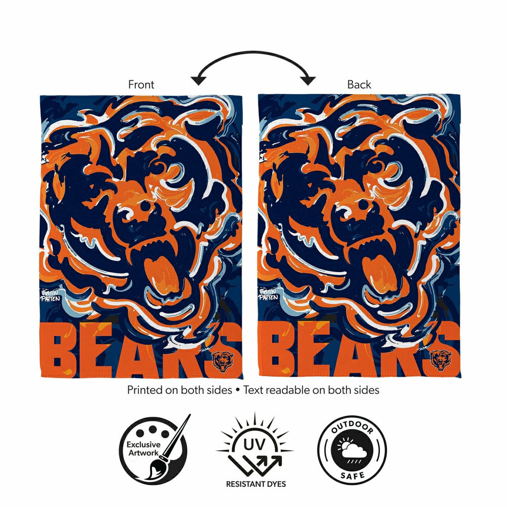 Chicago Bears Justin Patten Logo Suede Garden Flag