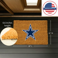 Coir Mat, 16"x28", Dallas Cowboys