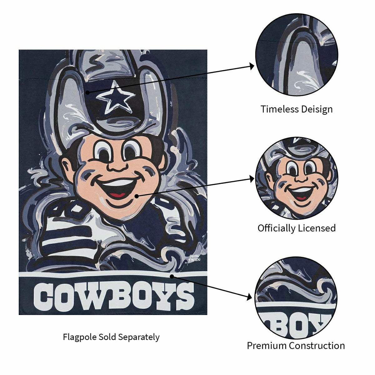 Dallas Cowboys Justin Patten Suede Garden Flag