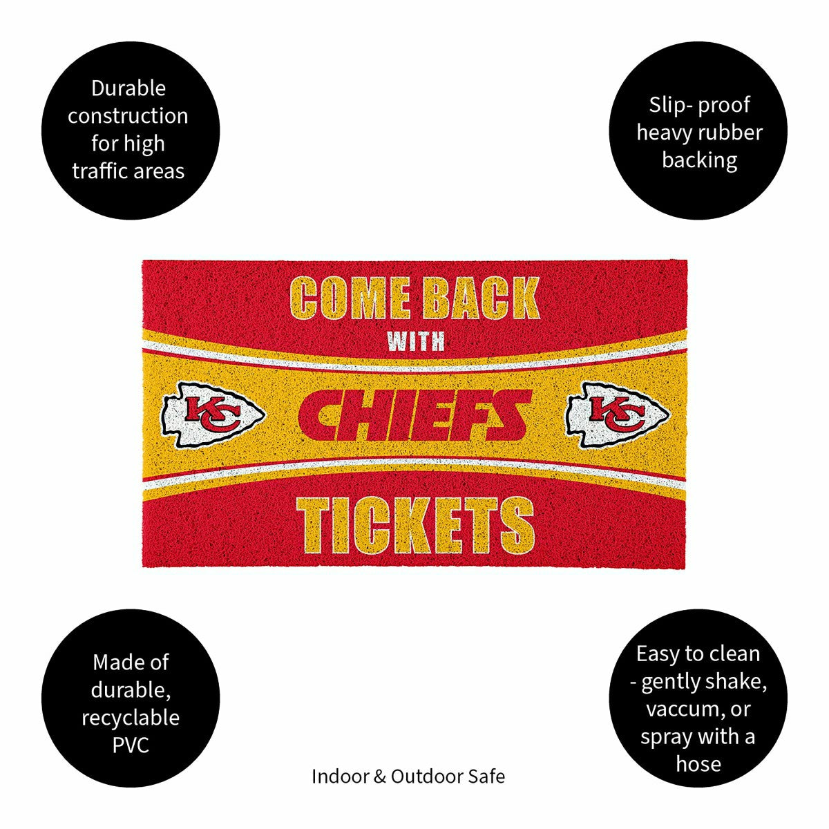 28" x 16" PVC Trapper Mat, Come Back with Tickets, Kansas City Chiefs