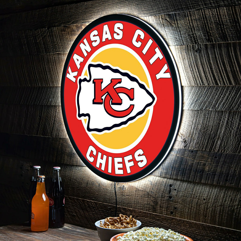 LED Wall Decor, Round, Kansas City Chiefs