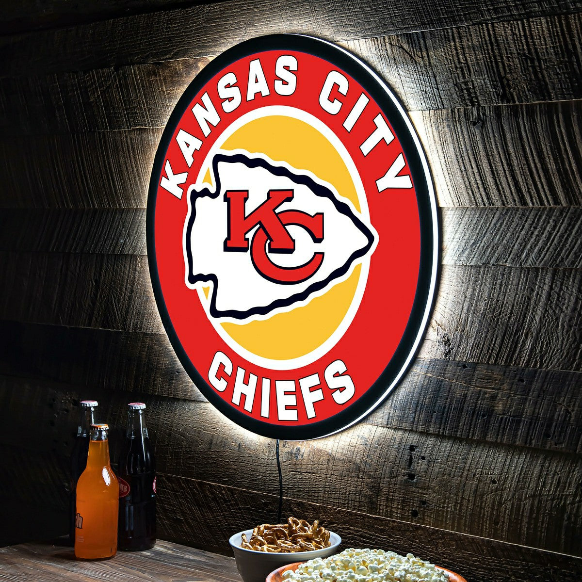 LED Wall Decor, Round, Kansas City Chiefs