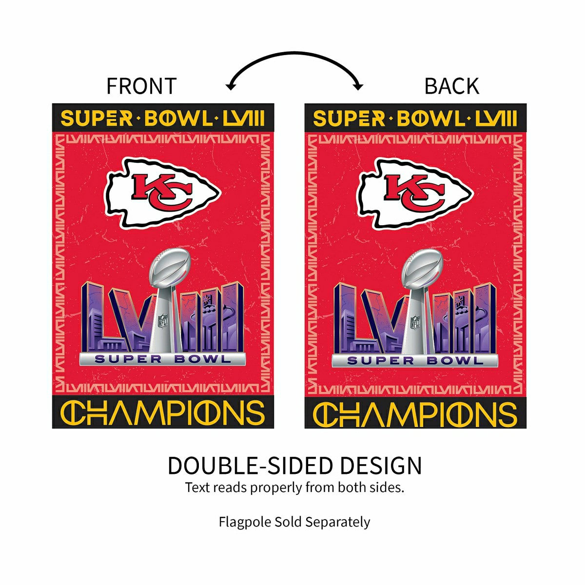Kansas City Chiefs SB58 Champions Embossed Suede House Flag
