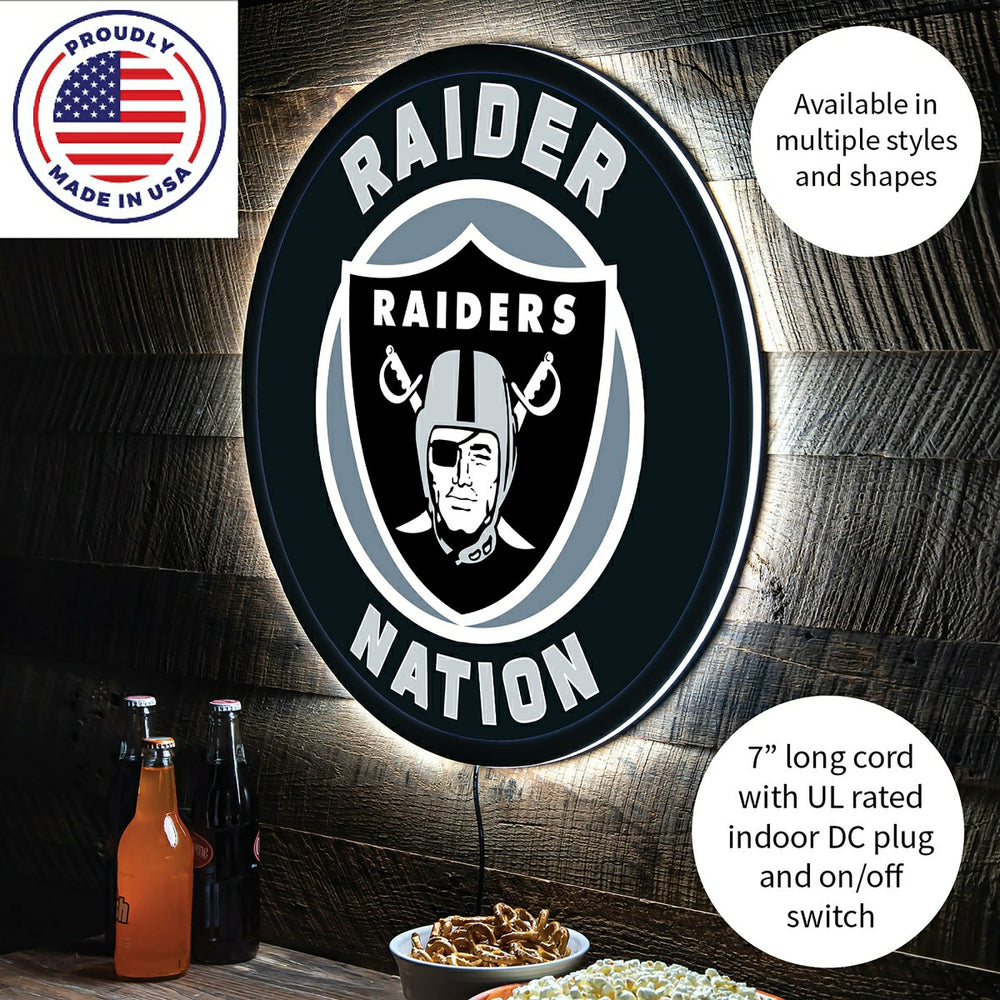 LED Wall Decor, Round, Las Vegas Raiders