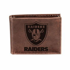 Las Vegas Raiders, Bi-Fold Wallet, Brown, CH, 100% Genuine Leather