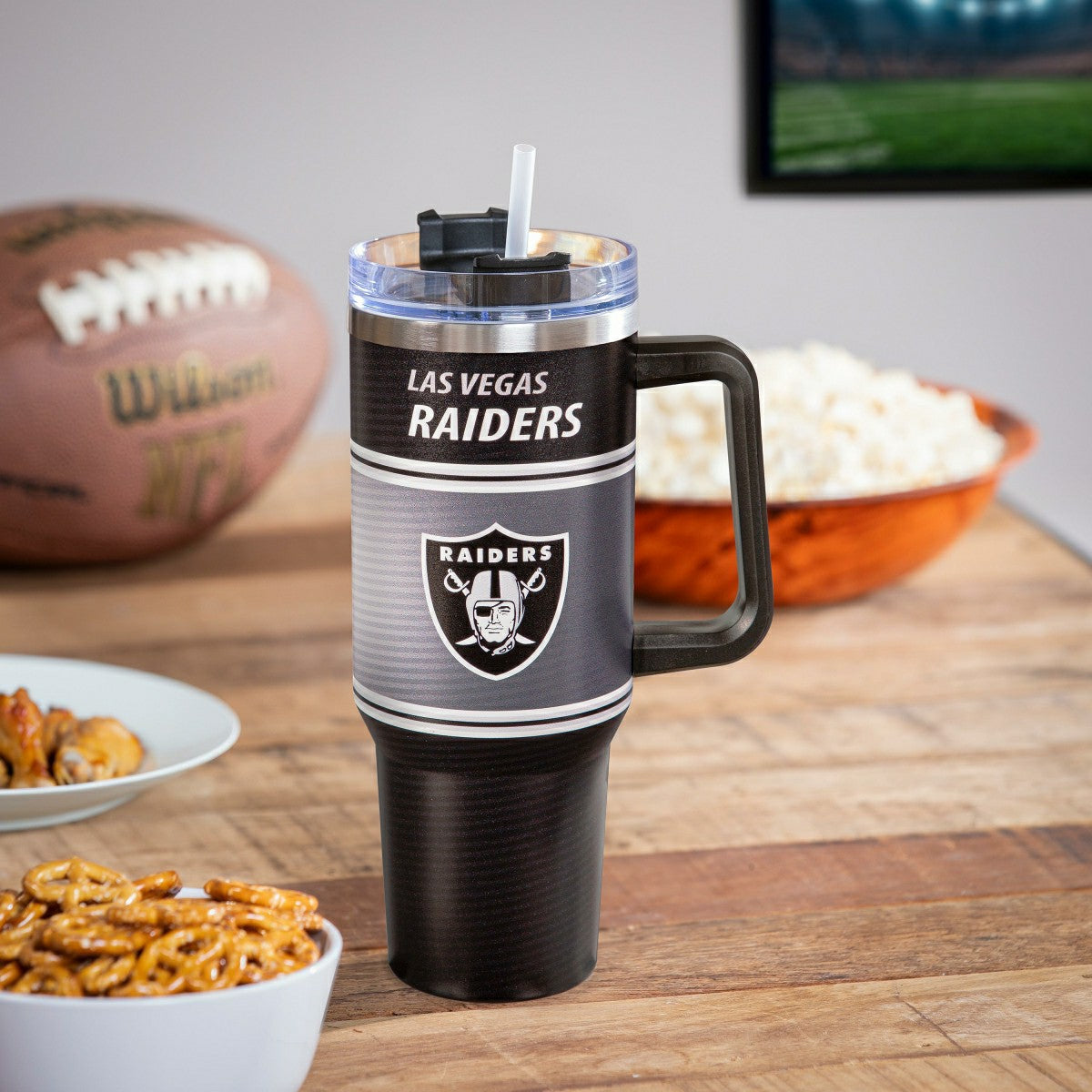 40oz Stainless Steel Canyon Cup w/ Straw, Las Vegas Raiders