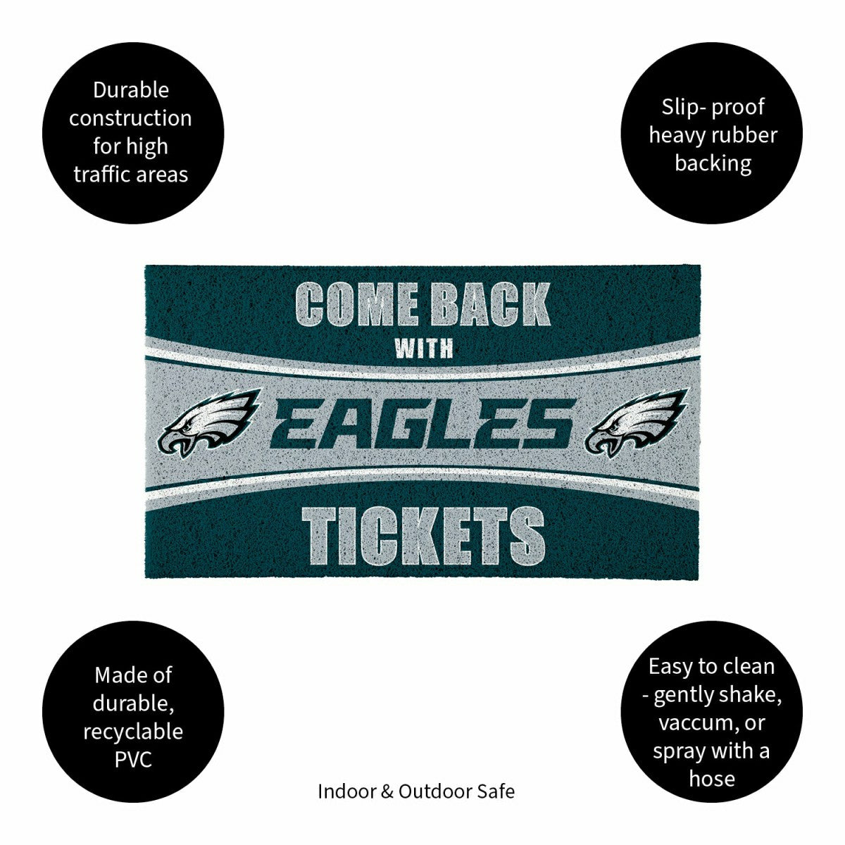 28" x 16" PVC Trapper Mat, Come Back with Tickets, Philadelphia Eagles