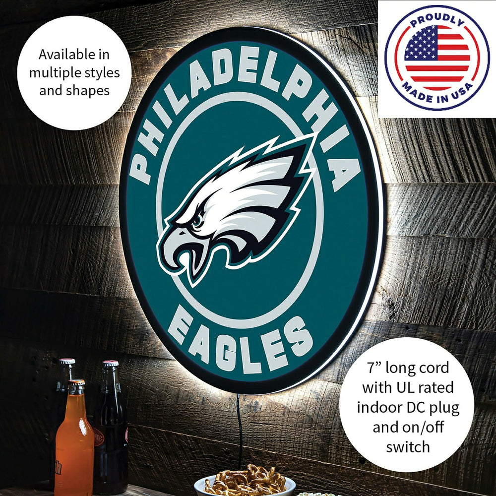 LED Wall Decor, Round, Philadelphia Eagles