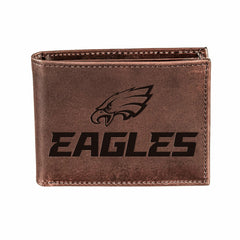 Philadelphia Eagles, Bi-Fold Wallet, Brown, CH, 100% Genuine Leather
