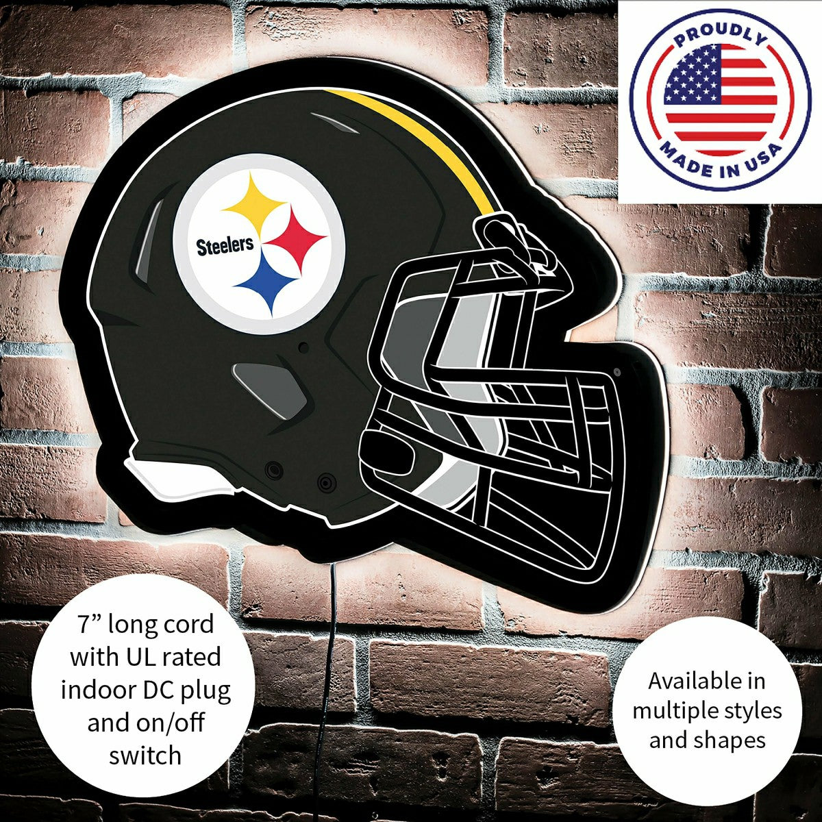 LED Wall Decor, Helmet, Pittsburgh Steelers