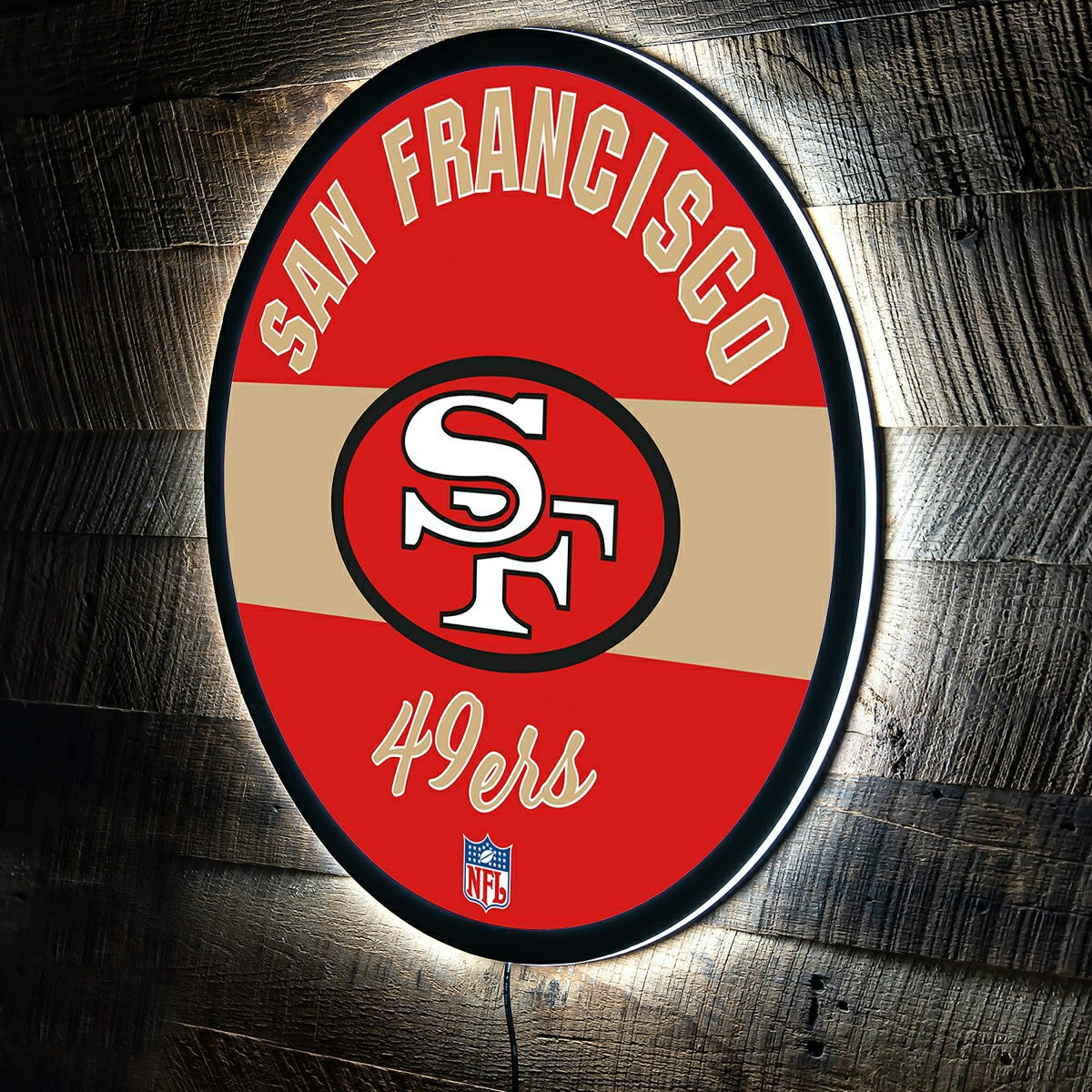 San Francisco 49ers NFL Football Large Round Vintage Edgelite LED Deco