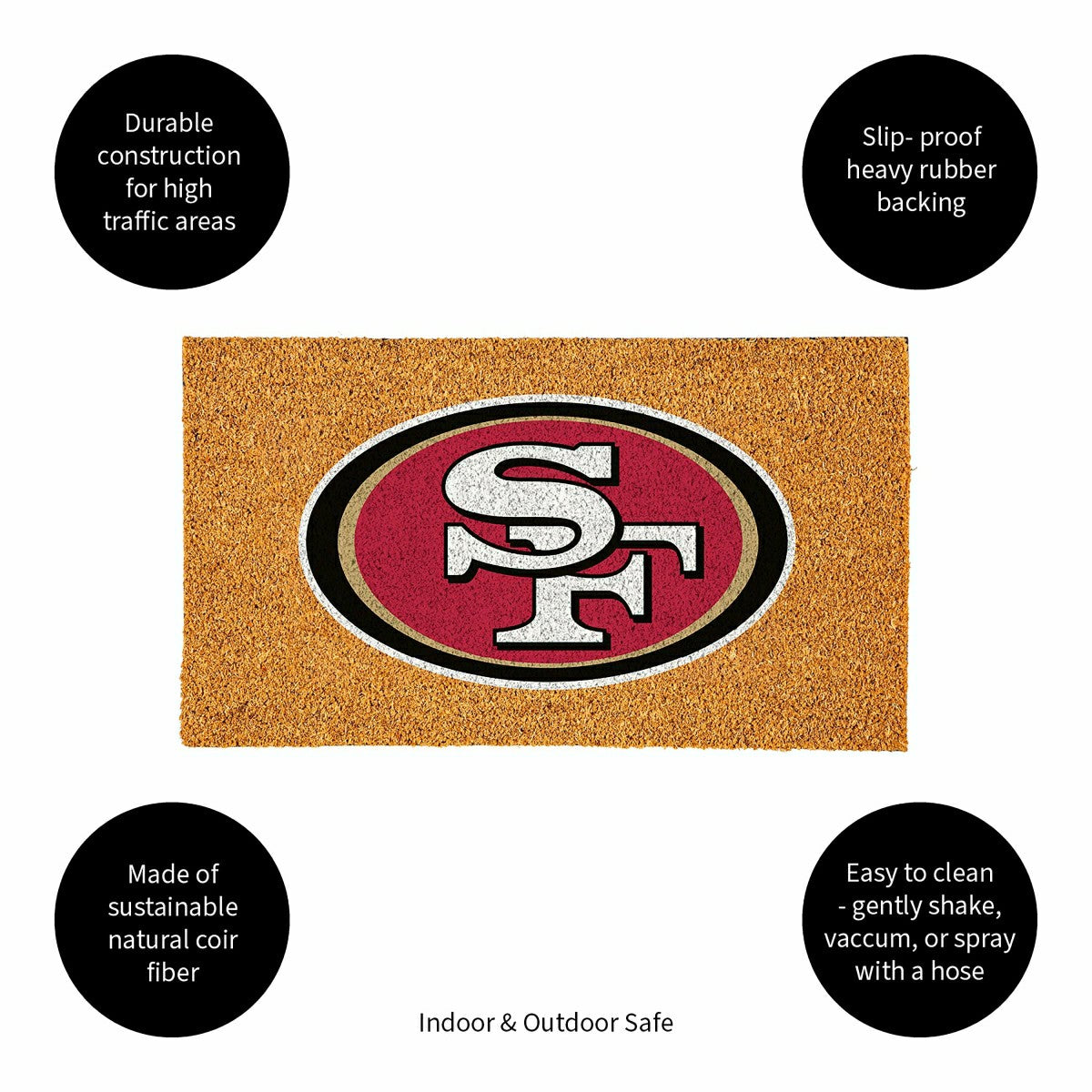 Coir Mat, 16"x28", San Francisco 49ers