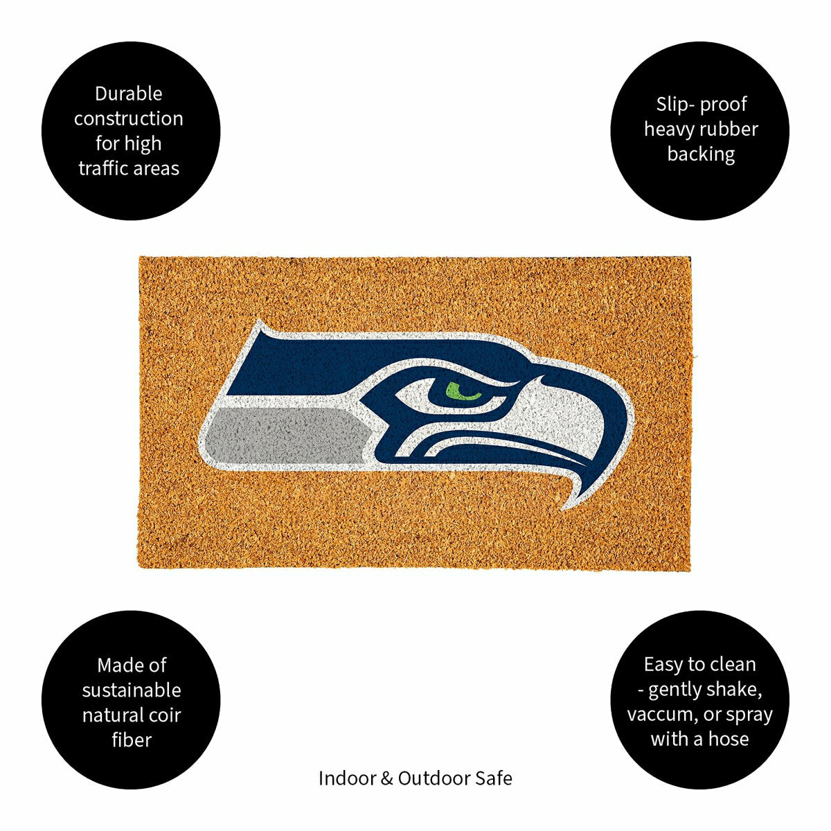 Coir Mat, 16"x28", Seattle Seahawks