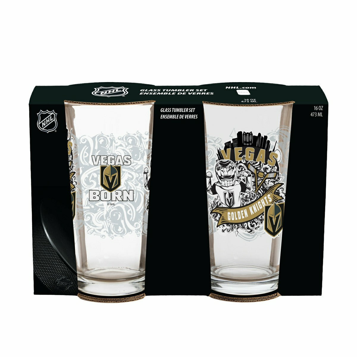 Vegas Golden Knights 16oz Glass pint, Set of 2