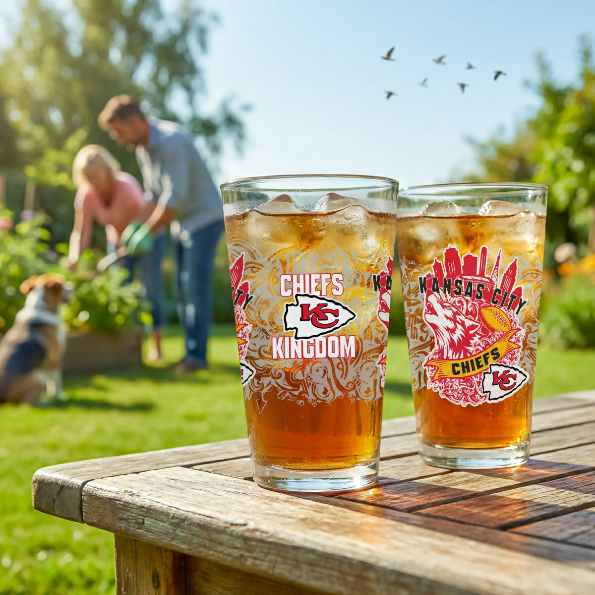 Kansas City Chiefs 16oz Glass pint, Set of 2