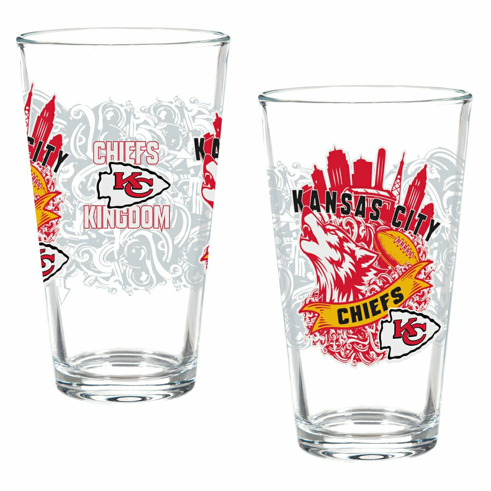 Kansas City Chiefs 16oz Glass pint, Set of 2
