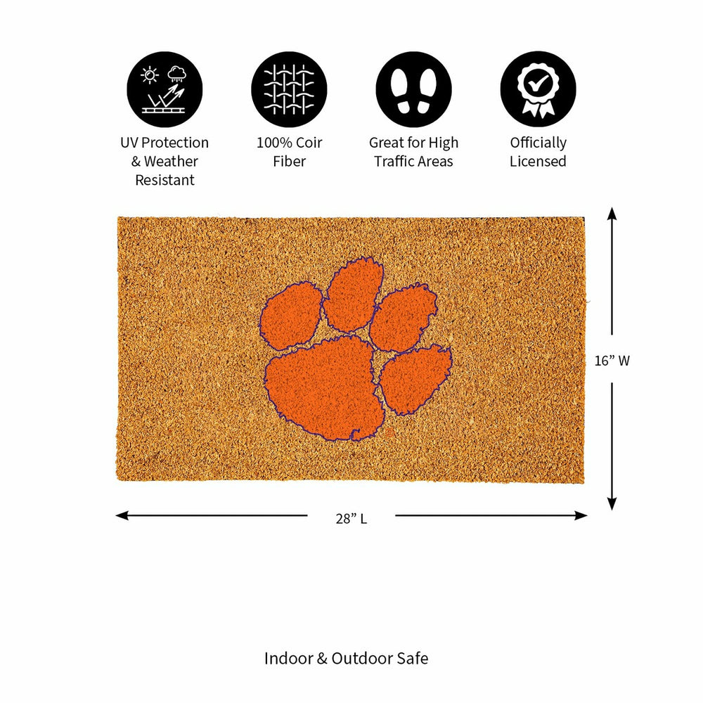 Coir Mat, 16"x28", Clemson University