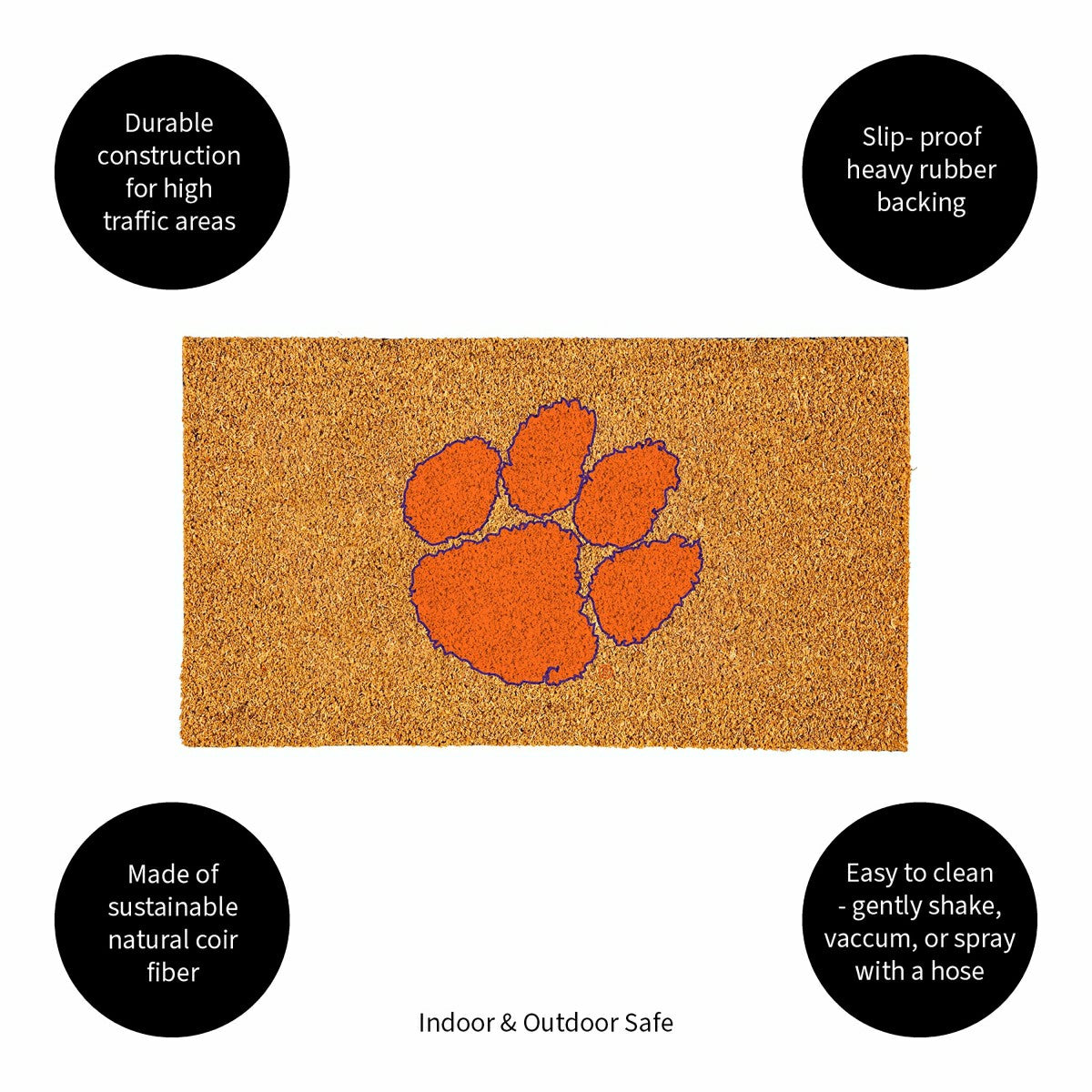 Coir Mat, 16"x28", Clemson University