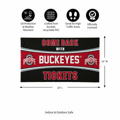 28" x 16" PVC Trapper Mat, Come Back with Tickets, Ohio State Universi