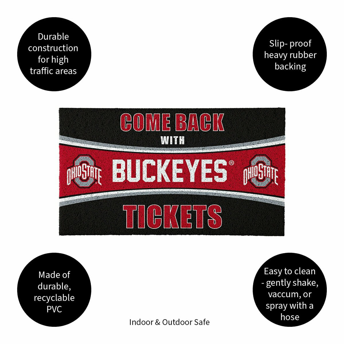 28" x 16" PVC Trapper Mat, Come Back with Tickets, Ohio State Universi