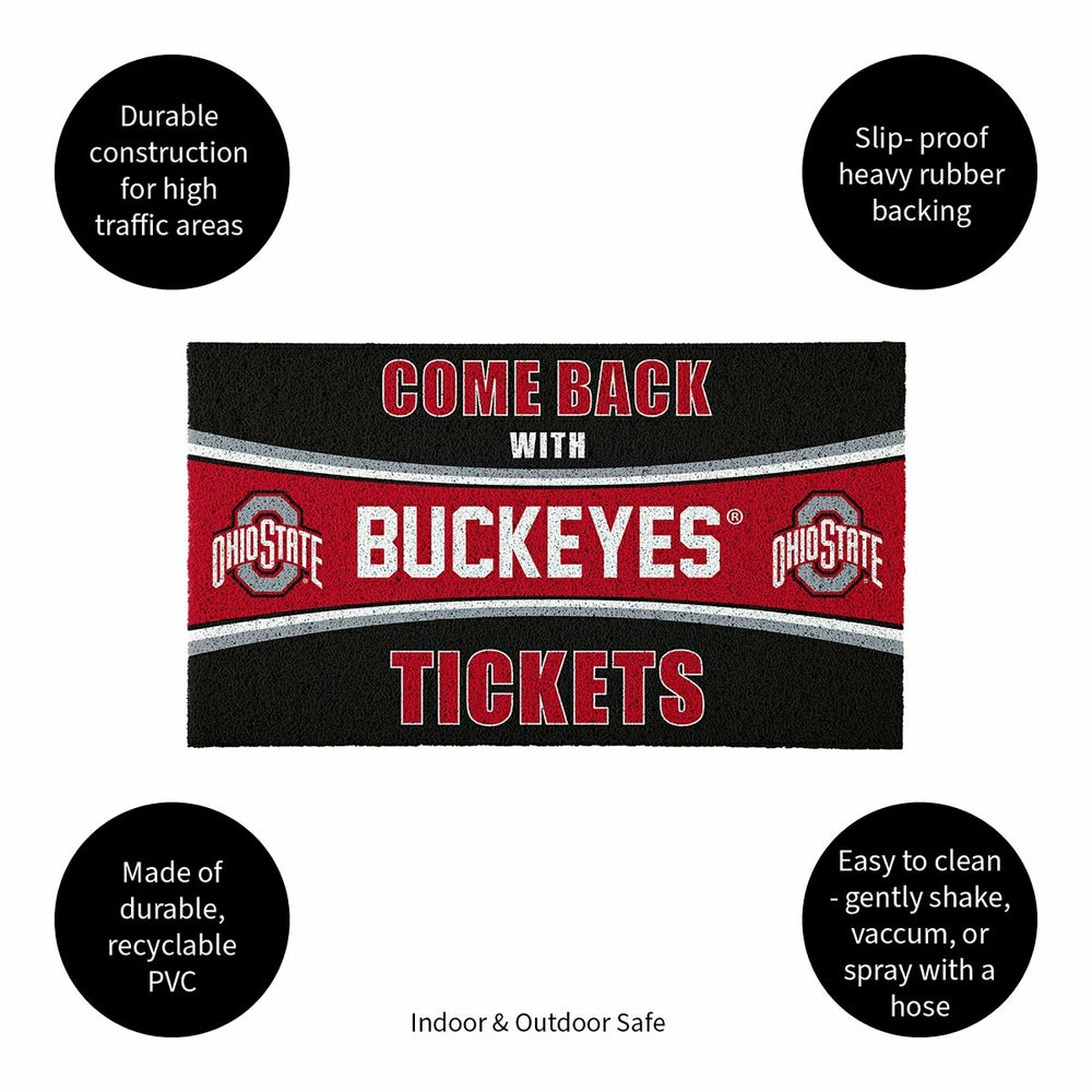 28" x 16" PVC Trapper Mat, Come Back with Tickets, Ohio State Universi