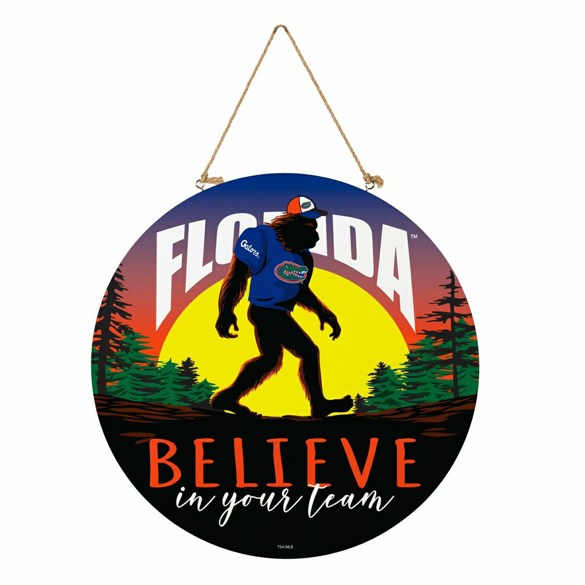 University of Florida Bigfoot Round Door Décor with Hanging Rope, 18x1