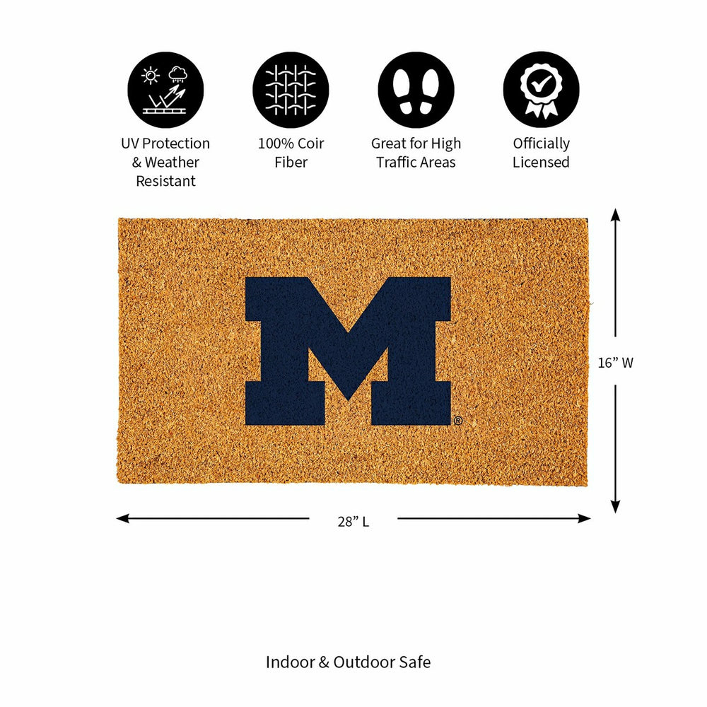 Coir Mat, 16"x28", University Of Michigan