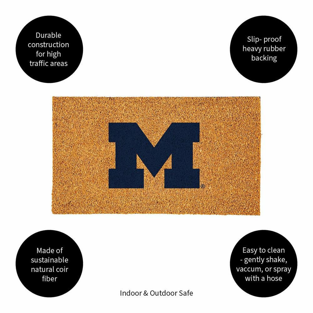 Coir Mat, 16"x28", University Of Michigan