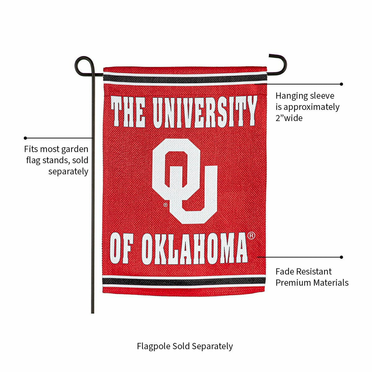 University of Oklahoma Embossed Suede Garden Flag