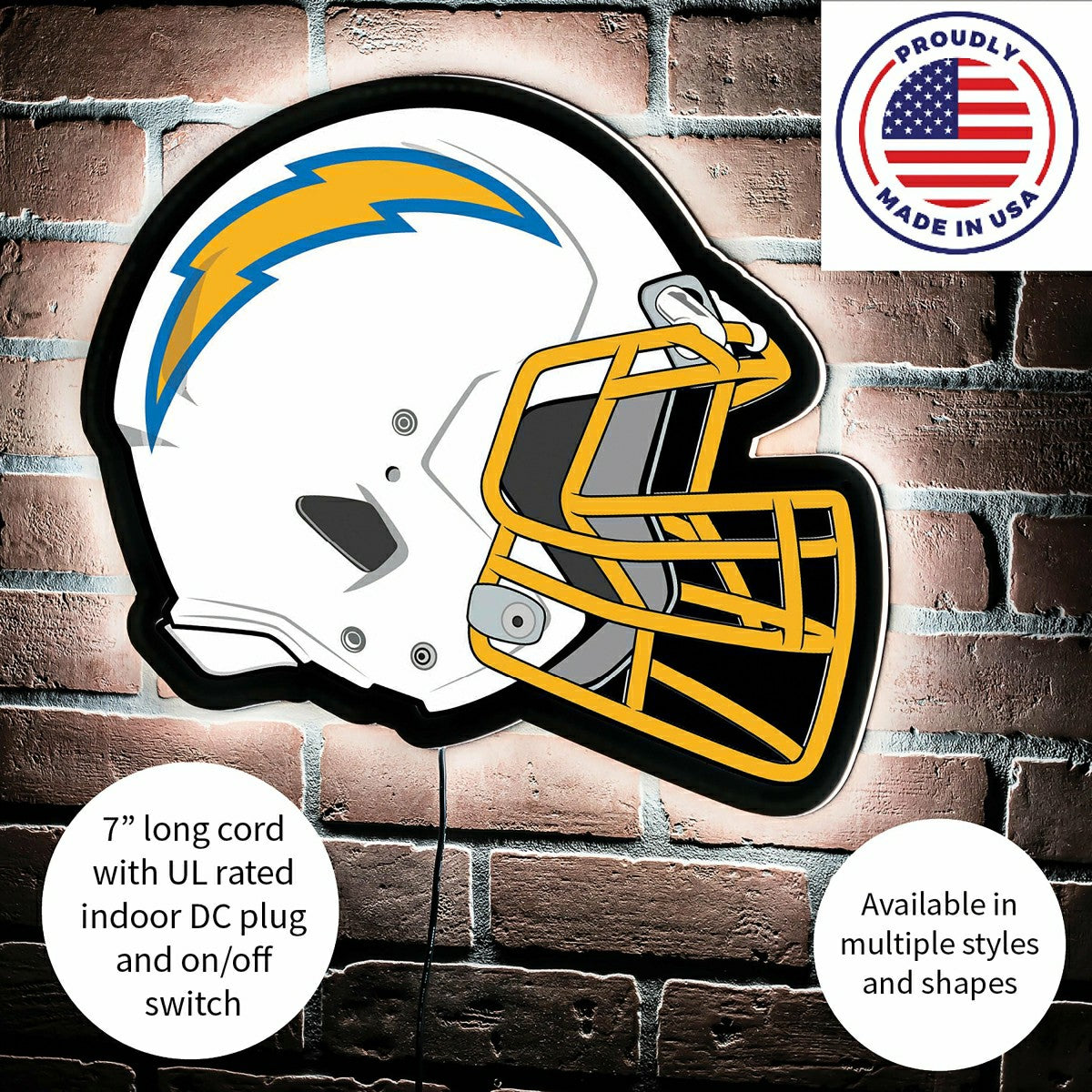 LED Wall Decor, Helmet, Los Angeles Chargers