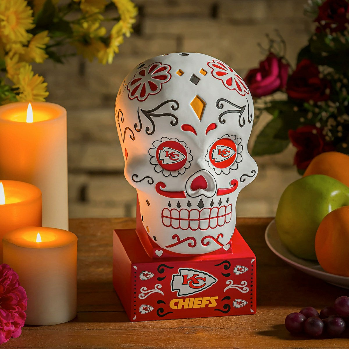 Kansas City Chiefs Sugar Skull Statue