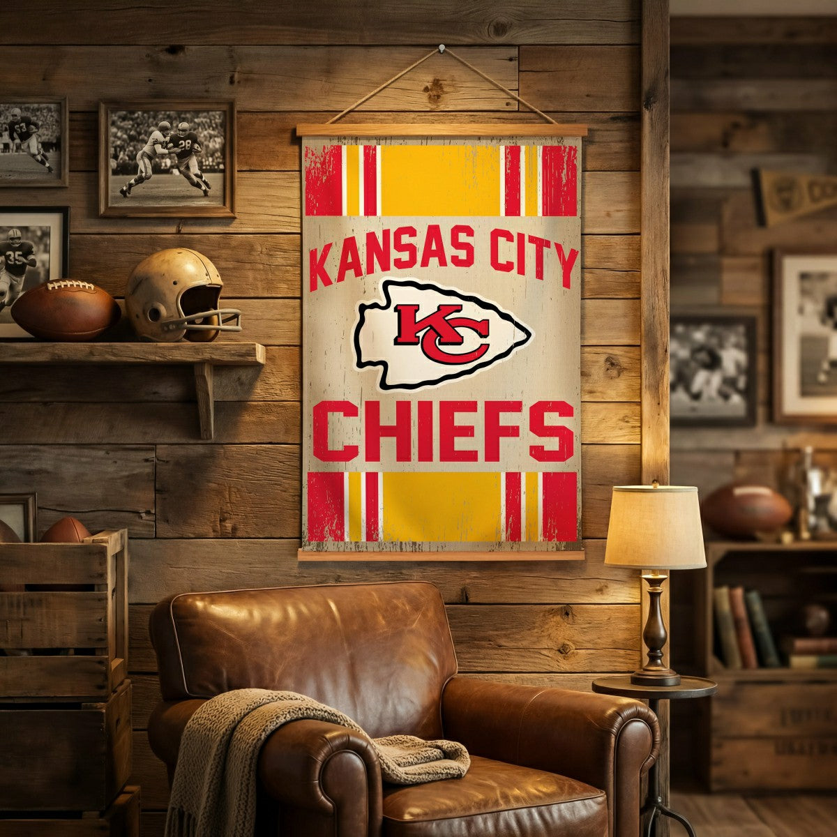 Kansas City Chiefs, Canvas Wall Tapestry, Medium, 36x24