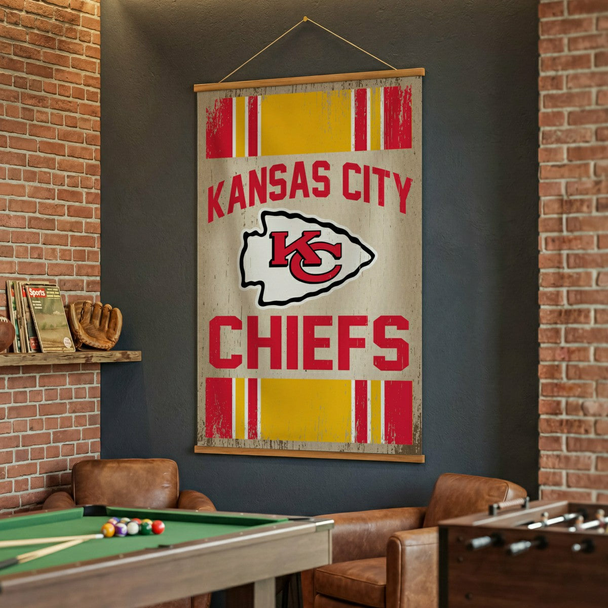 Kansas City Chiefs, Canvas Wall Tapestry, Large, 54x36