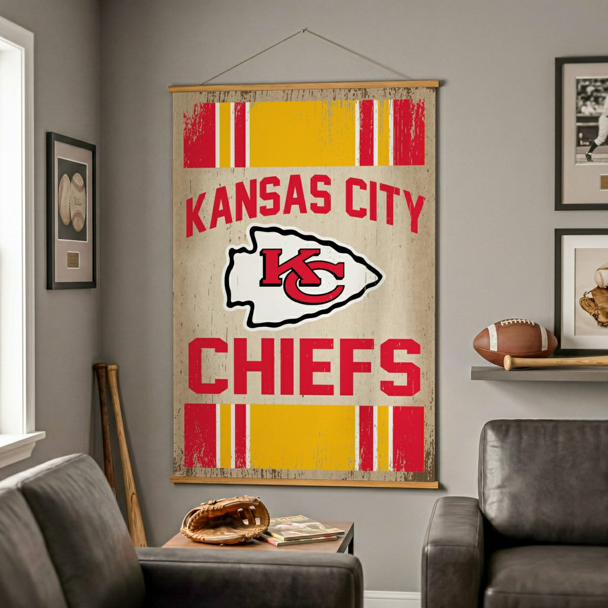 Kansas City Chiefs, Canvas Wall Tapestry, Large, 54x36