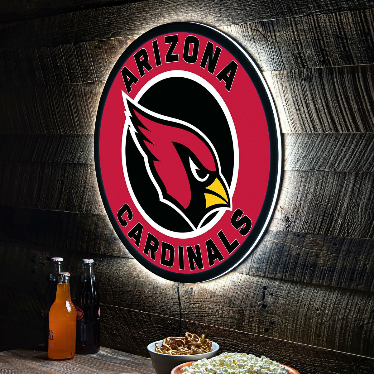 LED Wall Decor, Round, Arizona Cardinals