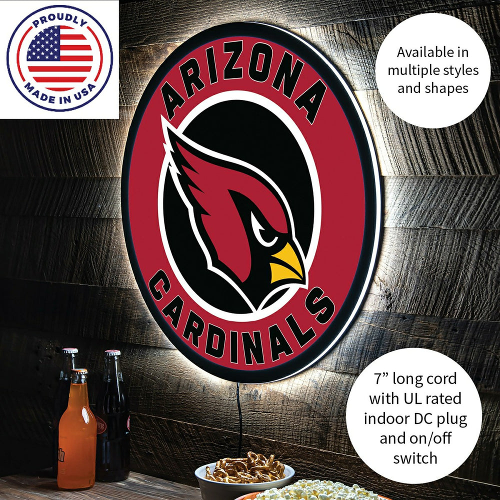 LED Wall Decor, Round, Arizona Cardinals