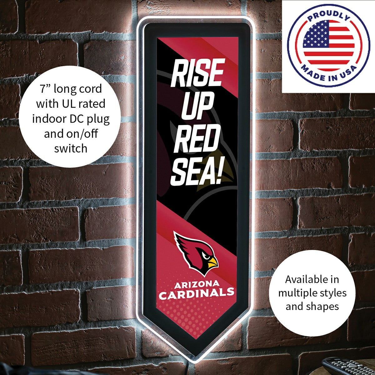 LED Wall Decor, Pennant, Arizona Cardinals