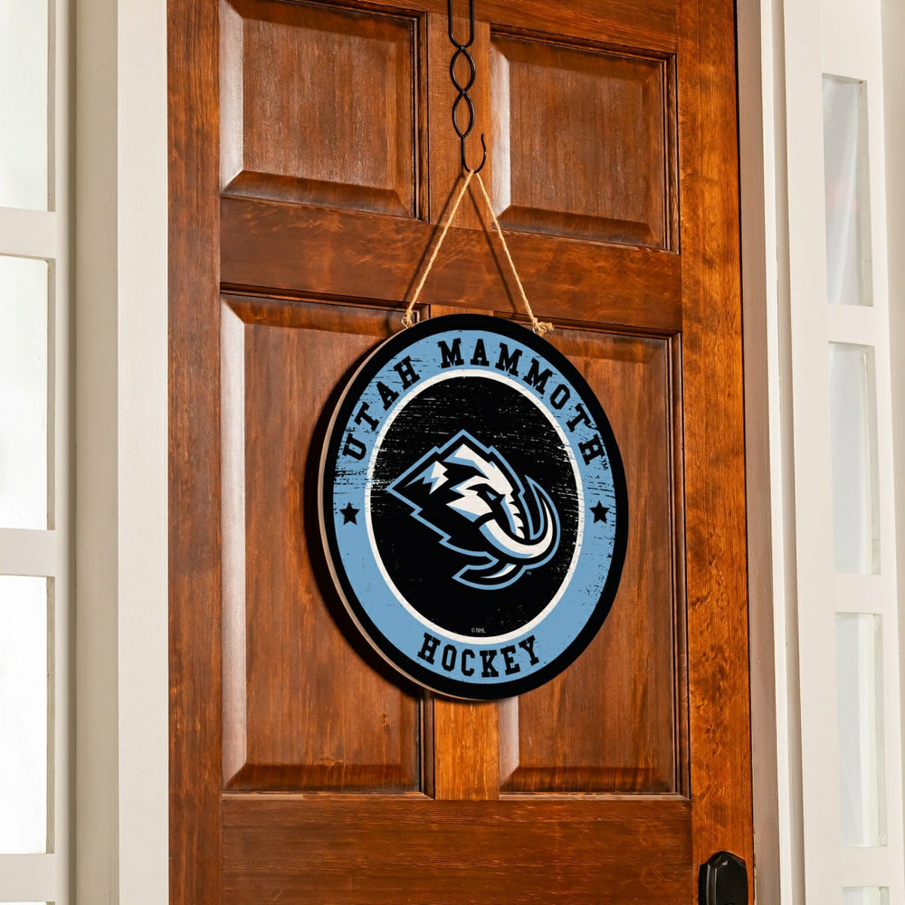Utah Hockey Club Round Door Décor with Hanging Rope, 18x18