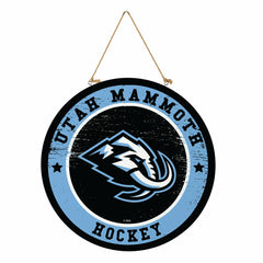 Utah Hockey Club Round Door Décor with Hanging Rope, 18x18