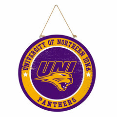 University of Northern Iowa Round Door Décor with Hanging Rope, 18x18